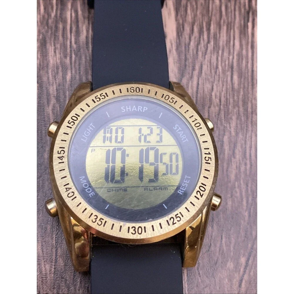 Sharp Gold and Black Digital Men’s Watch Mod New Battery, New Band